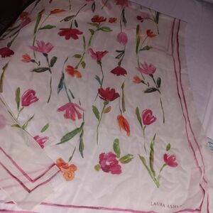 Laura Ashley Pink and Green Floral Scarf